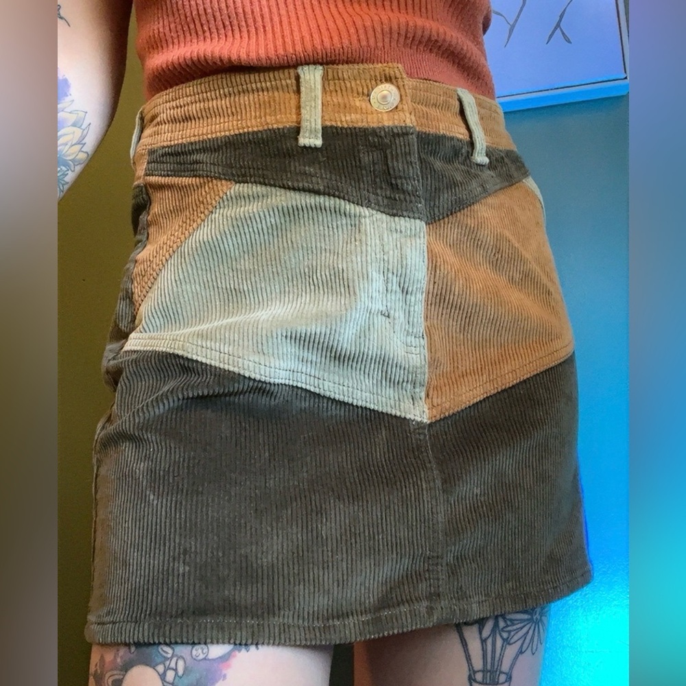 American Eagle Patchwork Corduroy Skirt